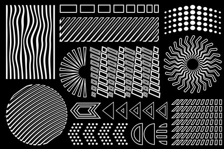 Set of abstract geometric elements. Black and white. Vector illustration.のイラスト素材