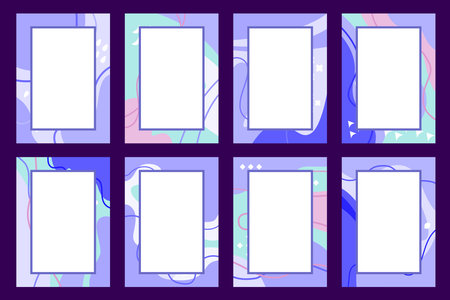 Abstract rectangle blue frames collection. Simple borders, copy space for your text, images and pictures.のイラスト素材