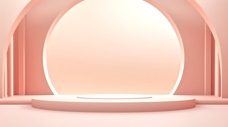 Abstract minimal scene with geometrical forms. Pink background. 3d renderの素材