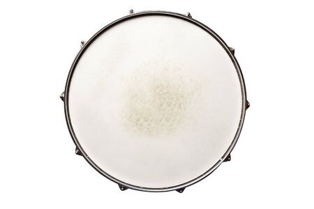 Snare drum top view isolated on whiteの写真素材