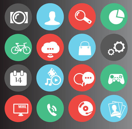 web, media icons set 16のイラスト素材