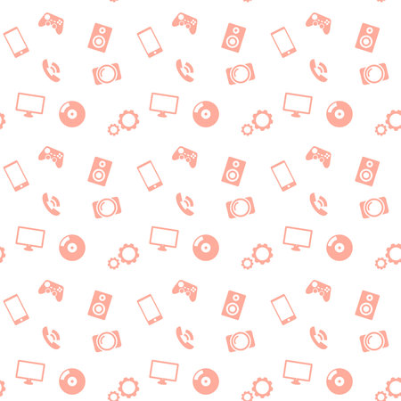 seamless pattern media red icons