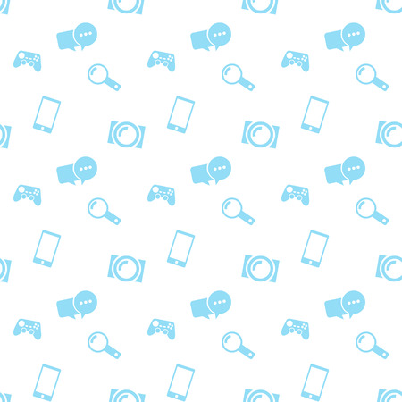 seamless pattern media blue iconsのイラスト素材