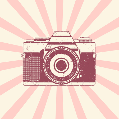 Retro camera, vintage design.のイラスト素材