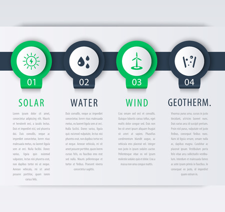 Alternative energy solutions, solar, wind energetic, info graphic elements, timeline, illustrationのイラスト素材