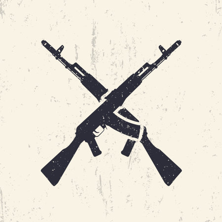 Crossed Assault Rifles Grunge Design Elements Illustrationのイラスト素材 イメージマート