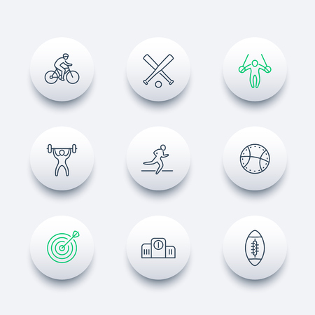 different kind of sports, line round modern icons, illustrationのイラスト素材