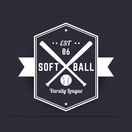 Softball, vintage emblem, logo, sign, t-shirt design, printの写真素材