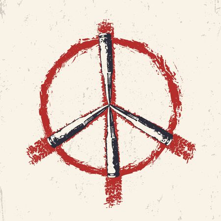 Grunge Peace sign with bullets and bloodの写真素材