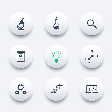 Science, research, laboratory round modern iconsの写真素材