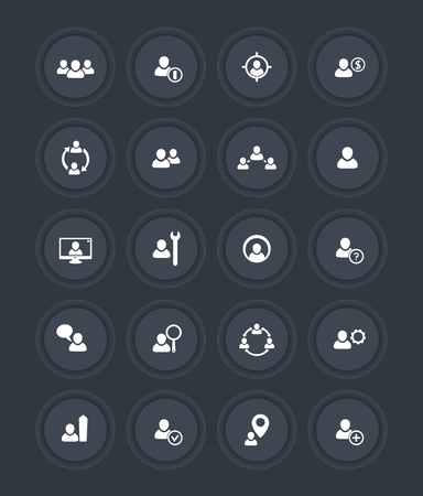 Human resources, hrm, Personnel management, dark icons set, vector illustrationの写真素材