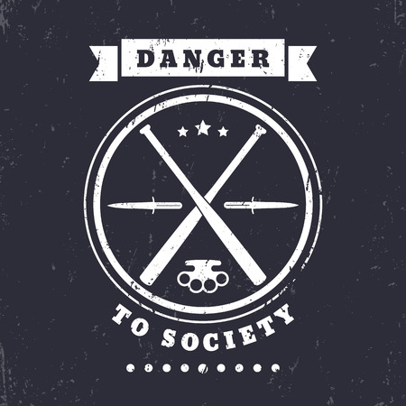 Danger to Society grunge emblem, t-shirt print design, vector illustrationの写真素材