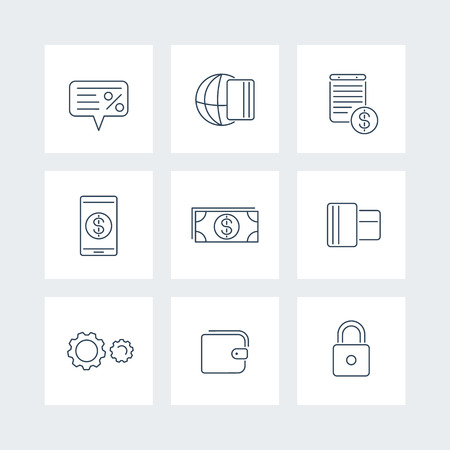 Payment methods, types, line iconsの写真素材