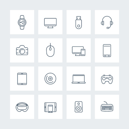 Modern gadgets linear icons packのイラスト素材