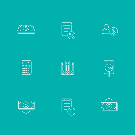 Bookkeeping, finance, income line icons, isolated setのイラスト素材