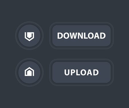 download, upload dark buttonsのイラスト素材