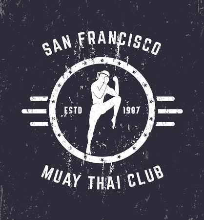 Muay thai club Vintage grunge emblem, logo, signのイラスト素材