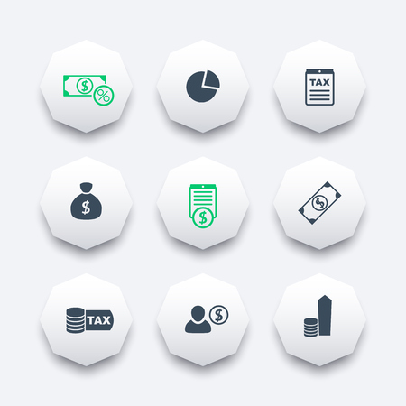 tax, finance, money, pay, octagon iconsのイラスト素材