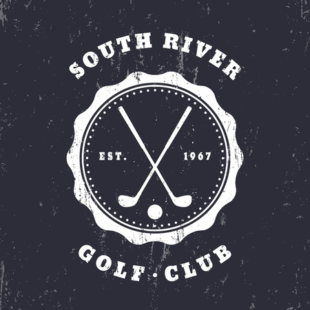 Golf Club, grunge vintage emblem, logo, badge, vector illustrationのイラスト素材