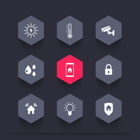 Smart house, hexagon icons, vector illustrationのイラスト素材
