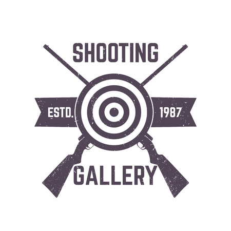 Shooting Gallery   sign with crossed rifles, vector illustrationのイラスト素材