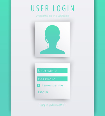 Woman Login window concept on geometrical background, vector illustrationのイラスト素材