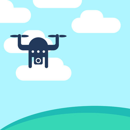 Drone with Camera in sky, vector illustrationのイラスト素材