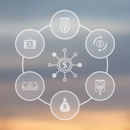 finance, investments, capital, funds transparent icons, business design, report elements, vector illustrationのイラスト素材