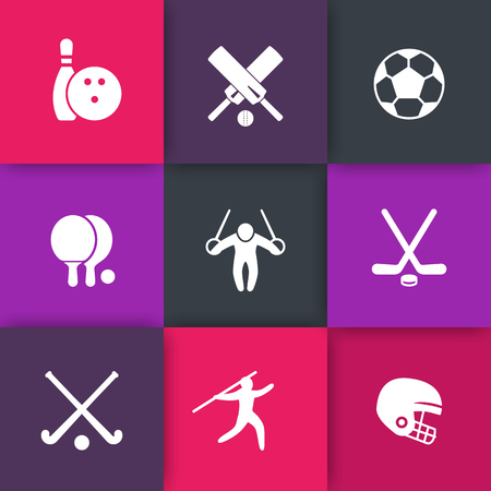 sport, games, competition icons on squares, vector illustrationのイラスト素材