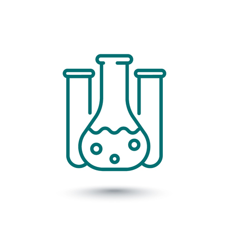 Chemistry icon, lab glass test tube, chemistry lab line icon, vector illustrationのイラスト素材