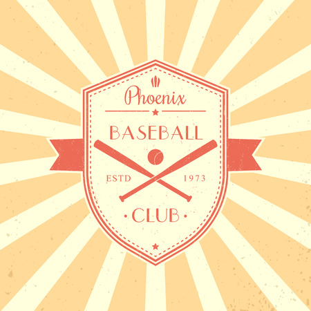 Baseball vintage emblem, baseball logo, t-shirt design on shield, crossed baseball bats, vector illustrationのイラスト素材