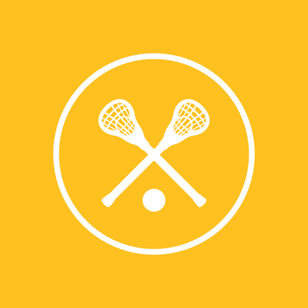 Lacrosse icon, sign, crossed crosses, lacrosse sticks and ball, lacrosse pictogram, flat icon, vector illustrationのイラスト素材