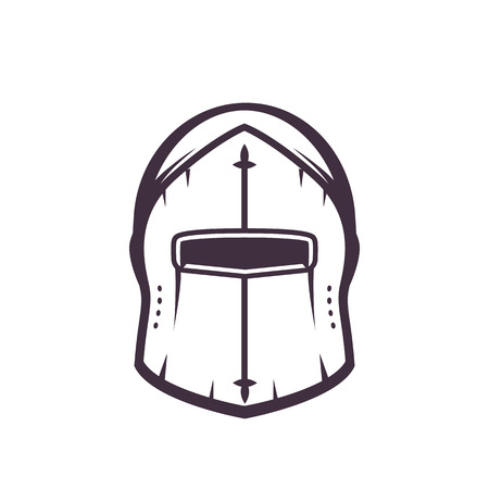 medieval helmet isolated on white, vector illustrationのイラスト素材