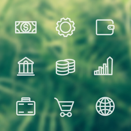 Finance icons, wallet, money, banking, income, commerce, case, thick line icons set, illustrationのイラスト素材