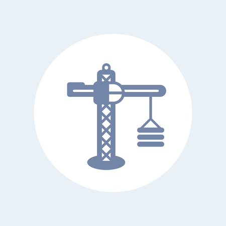 building crane isolated icon, construction crane pictogram, illustrationのイラスト素材