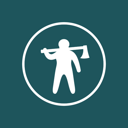 lumberjack, logger icon, man with axe, icon in circle, illustrationのイラスト素材