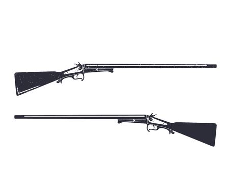 Old hunting rifle, gun, isolated on white, illustrationのイラスト素材