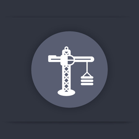 building crane icon, sign, construction crane round flat icon, vector illustrationのイラスト素材