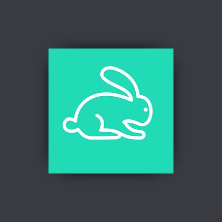 rabbit linear icon, rabbit farm sign, vector illustrationのイラスト素材