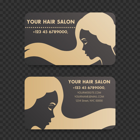 Business card design for hairdressing salon, hairdresser with girl, vector illustrationのイラスト素材