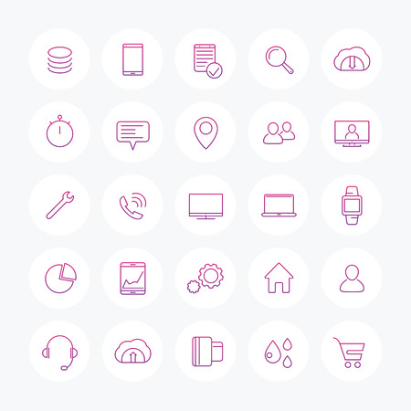 25 business, commerce, shopping, finance line icons with gradient, vector illustrationのイラスト素材