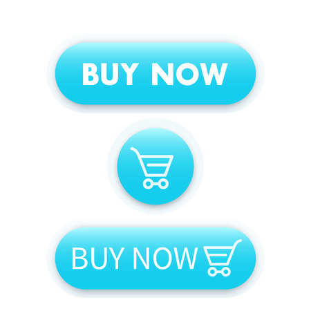 buy now, blue buttons for web with shopping trolley, vector illustrationのイラスト素材