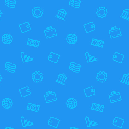 seamless pattern, finance, money, blue background, vector illustrationのイラスト素材