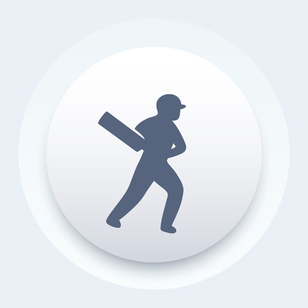 Cricket icon, batsman, cricket player with batのイラスト素材