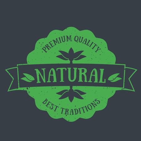 Natural Product vintage emblem, badgeのイラスト素材