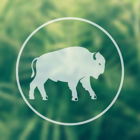 buffalo silhouette, emblem, logo elementのイラスト素材