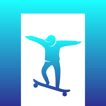 skateboarding icon, logo element, skateboarder, man on skateboardのイラスト素材