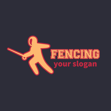 Fencing logo element, attacking fencer with foil on darkのイラスト素材