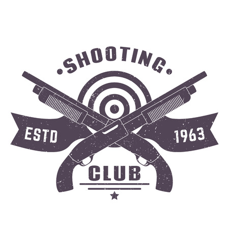 Shooting club logo with two crossed shotguns on white, vector illustrationのイラスト素材