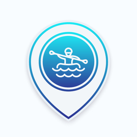 Rafting line icon on map pointerのイラスト素材
